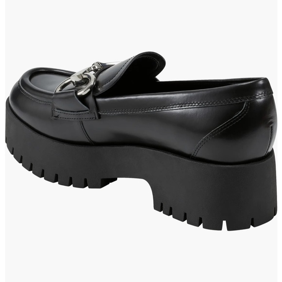 Marc Fisher Wilmer Platform Leather Horse Bit Loafer Black Chunky Sole Size 9.5 - Picture 8 of 11